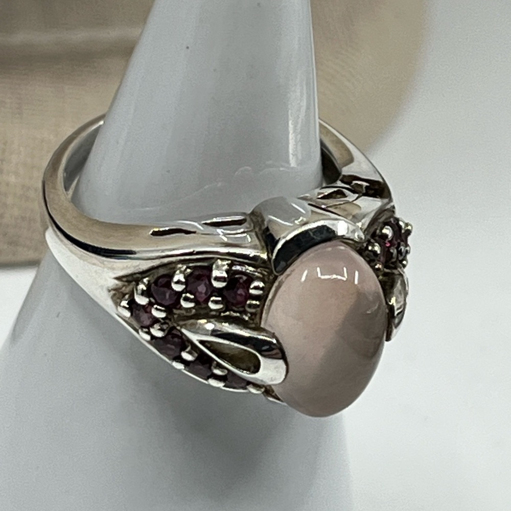 Vintage Sterling Silver Moonstone & Purple Gemstone Ring - Size 7 - Picture 10 of 17